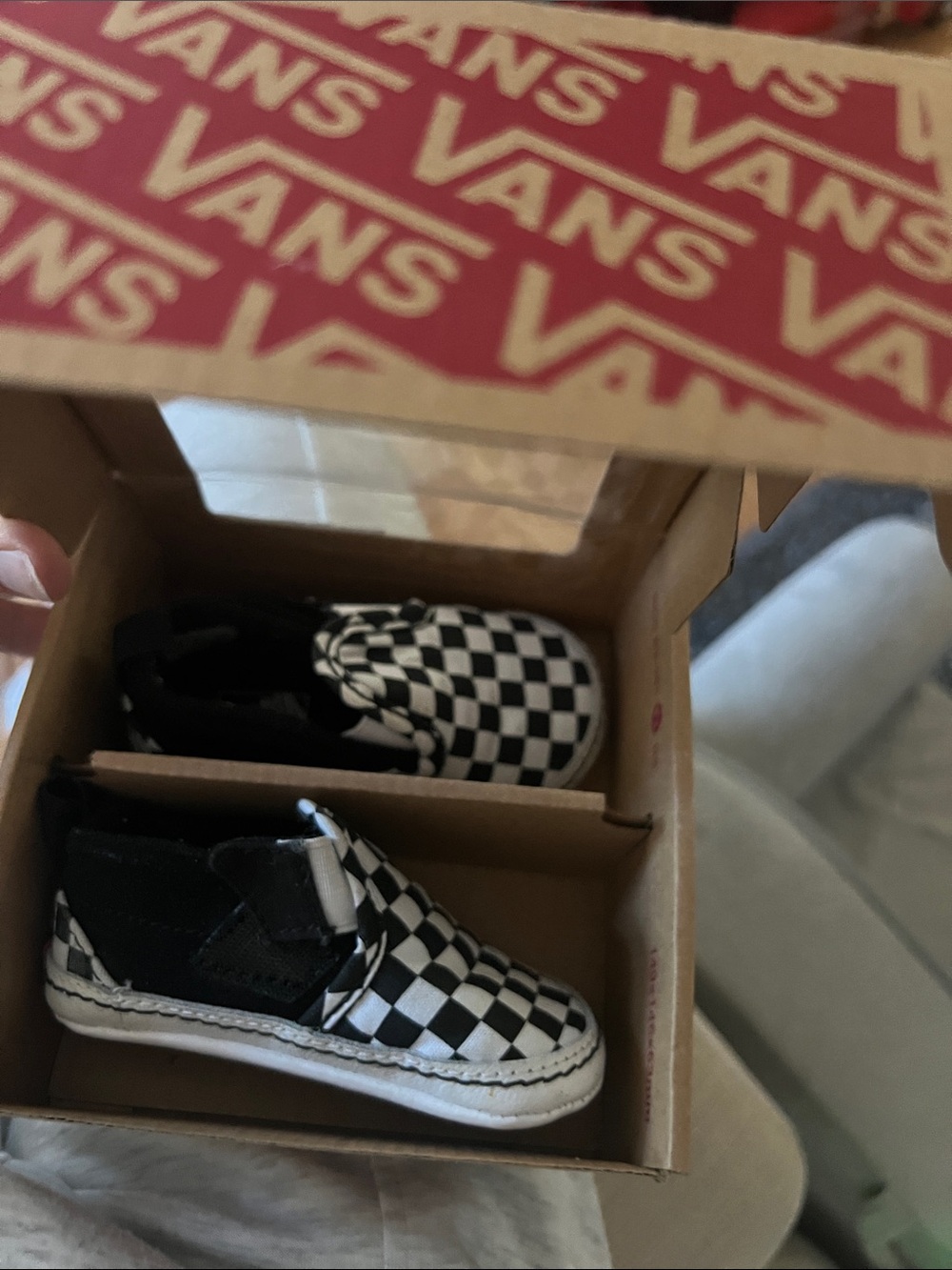 Vans Kids Checkerboard Slip-On Sneakers - Black and White